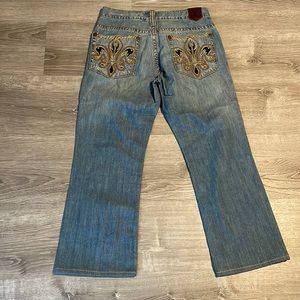 Archaic Premium Distressed Embellished Embroidered Denim Jeans